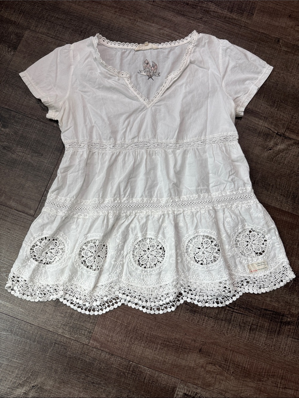 Odd Molly White Cotton Eyelet Peplum Top